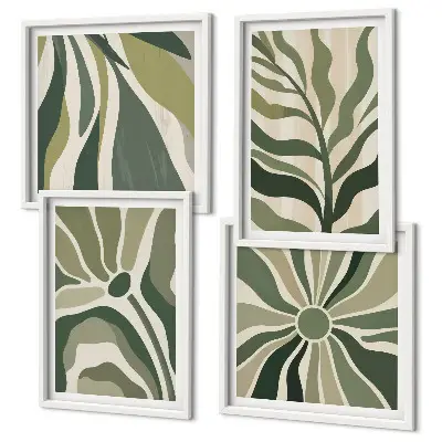 Galería de pared hojas pintadas en tono verde