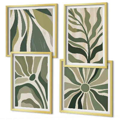 Galería de pared Hojas pintadas con verde