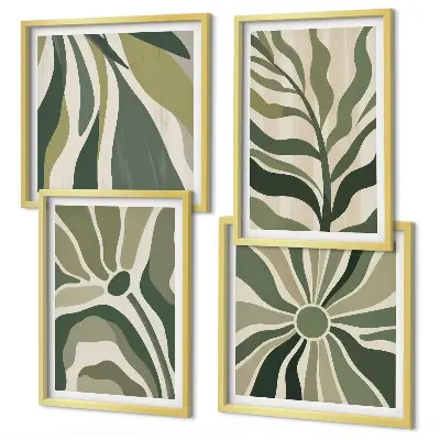 Galería de pared hojas pintadas en tono verde