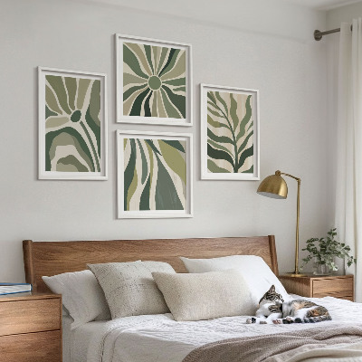 Galería de pared Hojas pintadas con verde