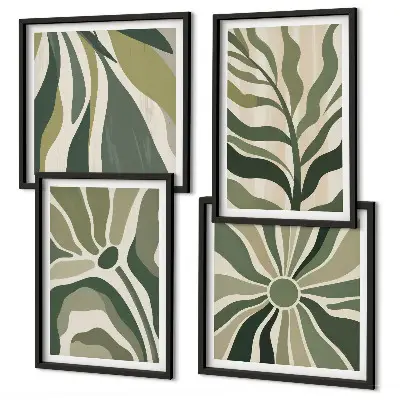 Galería de pared hojas pintadas en tono verde