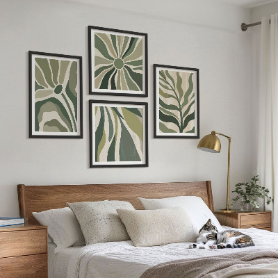 Galería de pared Hojas pintadas con verde
