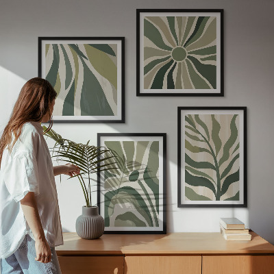 Galería de pared Hojas pintadas con verde