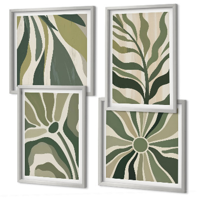 Galería de pared Hojas pintadas con verde