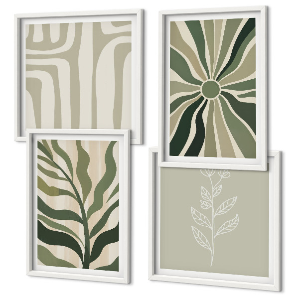 Set de cuadros modernos para salón Diseños de plantas minimalismo verde