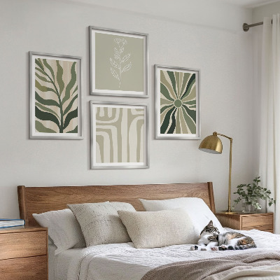 Set de cuadros modernos para salón Diseños de plantas minimalismo verde