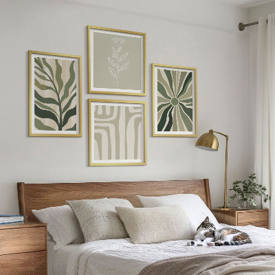 Set de cuadros modernos para salón Diseños de plantas minimalismo verde