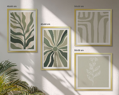 Set de cuadros modernos para salón Diseños de plantas minimalismo verde