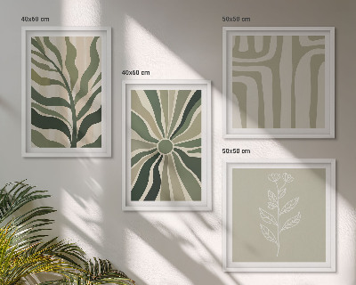 Set de cuadros modernos para salón Diseños de plantas minimalismo verde