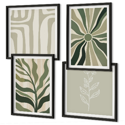 Set de cuadros modernos para salón Diseños de plantas minimalismo verde
