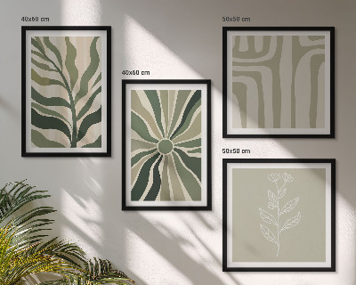 Set de cuadros modernos para salón Diseños de plantas minimalismo verde