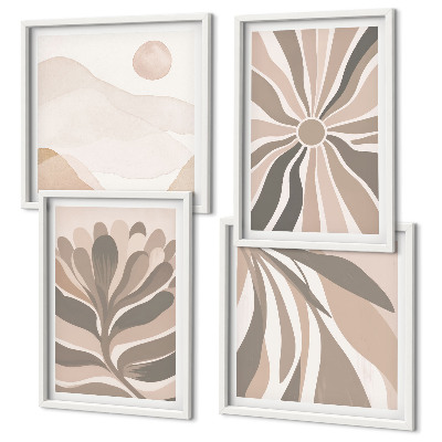 Set de 4 cuadros para salón Patrones abstractos de plantas