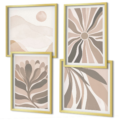 Set de 4 cuadros para salón Patrones abstractos de plantas