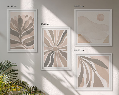 Set de 4 cuadros para salón Patrones abstractos de plantas