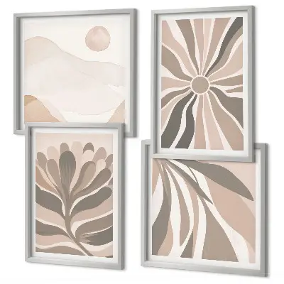 Set de 4 cuadros decorativos para salón con diseño de patrones abstractos de plantas