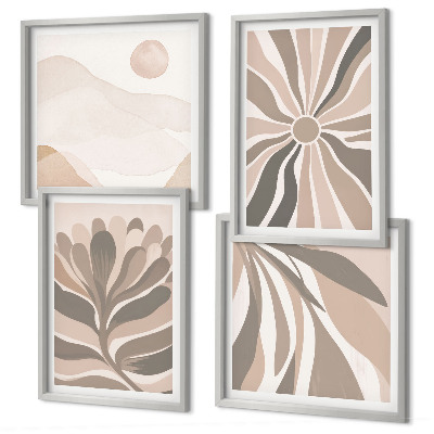 Set de 4 cuadros para salón Patrones abstractos de plantas