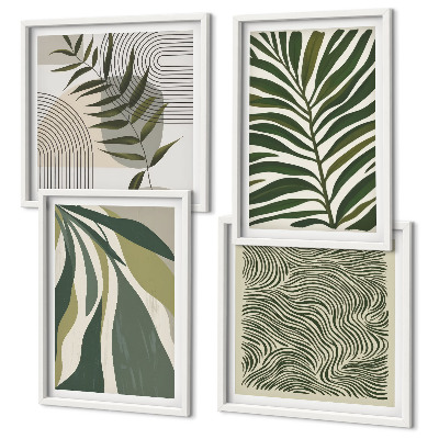 Set de cuadros modernos para salón Hojas, olas, ilustraciones en tonos pastel