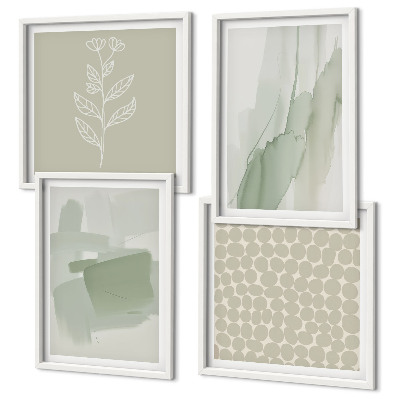 Set de 4 cuadros para salón Plantas abstractas en acuarela