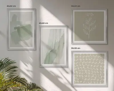 Set de 4 cuadros de plantas abstractas en acuarela para salón