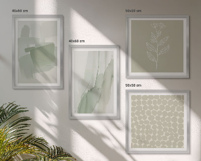 Set de 4 cuadros para salón Plantas abstractas en acuarela