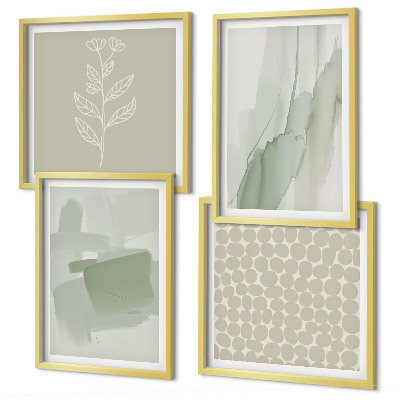 Set de 4 cuadros para salón Plantas abstractas en acuarela