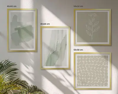 Set de 4 cuadros de plantas abstractas en acuarela para salón