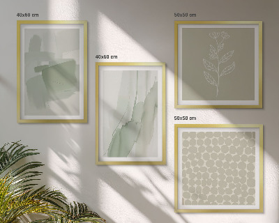 Set de 4 cuadros para salón Plantas abstractas en acuarela