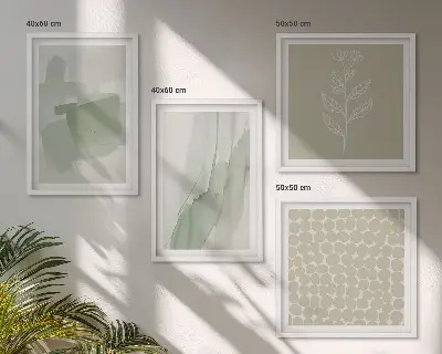 Set de 4 cuadros de plantas abstractas en acuarela para salón