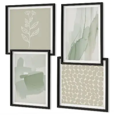 Set de 4 cuadros de plantas abstractas en acuarela para salón