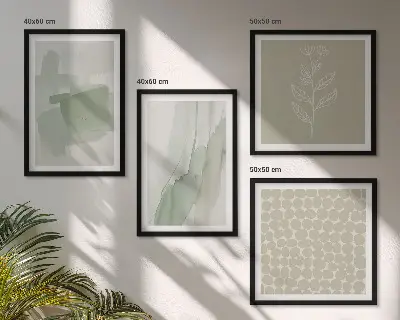 Set de 4 cuadros de plantas abstractas en acuarela para salón