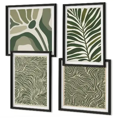 Galería de pared con patrones de hojas y formas onduladas