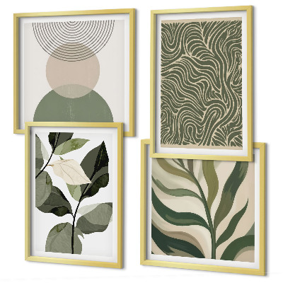 Set de cuadros modernos para salón Hojas formas geométricas abstractas