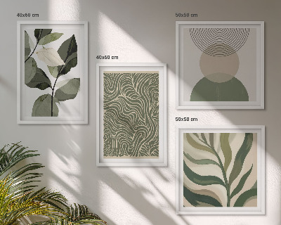 Set de cuadros modernos para salón Hojas formas geométricas abstractas