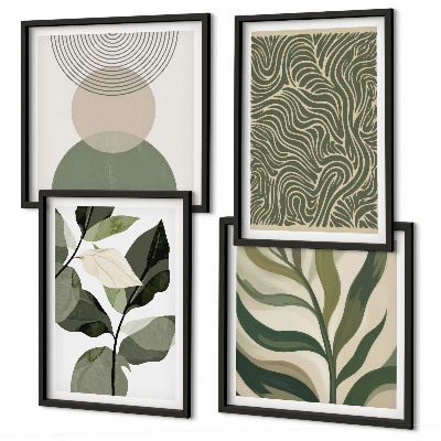 Set de cuadros modernos para salón Hojas formas geométricas abstractas