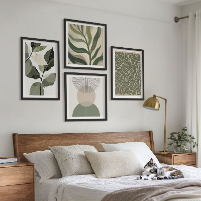 Set de cuadros modernos para salón Hojas formas geométricas abstractas