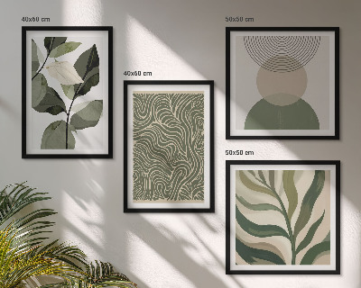 Set de cuadros modernos para salón Hojas formas geométricas abstractas