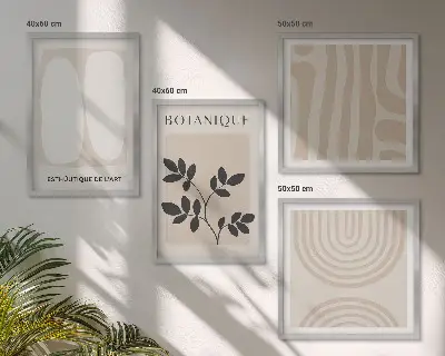Galería de pared pósteres con diseño de plantas delicadas en estilo bohemio