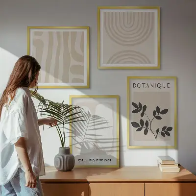 Galería de pared pósteres con diseño de plantas delicadas en estilo bohemio