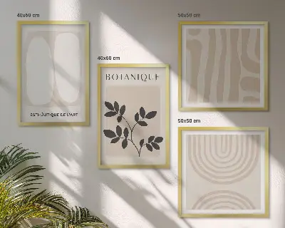 Galería de pared pósteres con diseño de plantas delicadas en estilo bohemio
