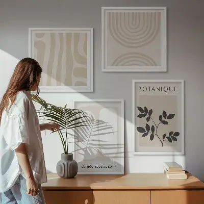 Galería de pared pósteres con diseño de plantas delicadas en estilo bohemio