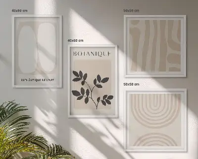 Galería de pared pósteres con diseño de plantas delicadas en estilo bohemio