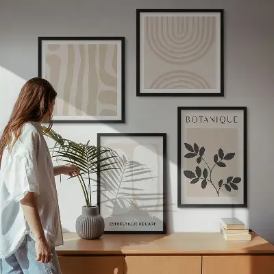 Galería de pared pósteres con diseño de plantas delicadas en estilo bohemio