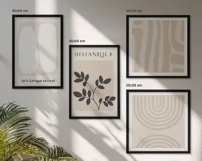 Galería de pared pósteres con diseño de plantas delicadas en estilo bohemio