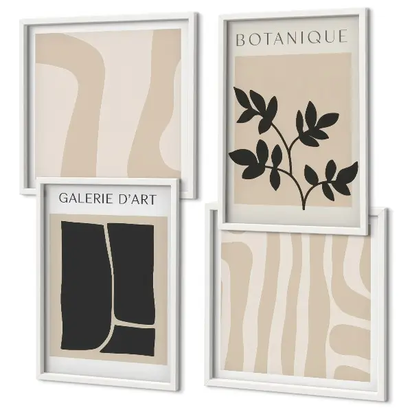 Set de cuadros modernos para salón con motivos vegetales abstractos