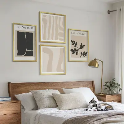 Set de cuadros modernos para salón con motivos vegetales abstractos