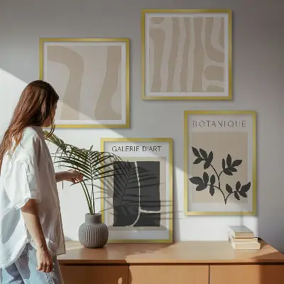 Set de cuadros modernos para salón con motivos vegetales abstractos