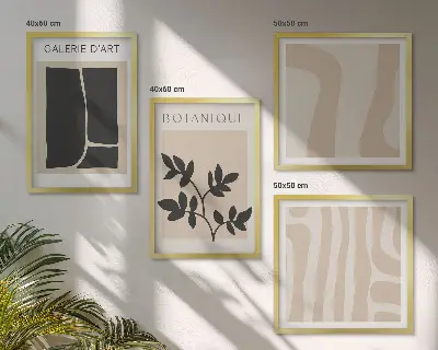 Set de cuadros modernos para salón con motivos vegetales abstractos
