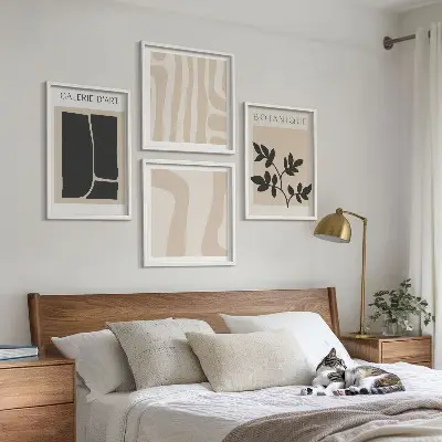 Set de cuadros modernos para salón con motivos vegetales abstractos