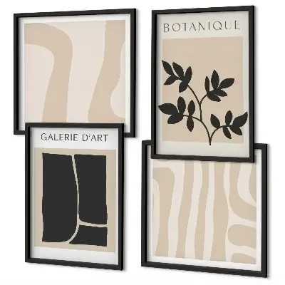 Set de cuadros modernos para salón con motivos vegetales abstractos