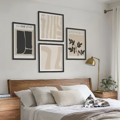 Set de cuadros modernos para salón con motivos vegetales abstractos